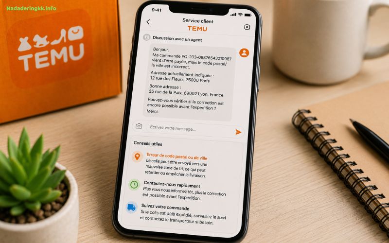 Changer adresse commande Temu après paiement est-ce encore possible