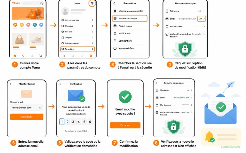 Changer email compte Temu comment modifier votre adresse facilement