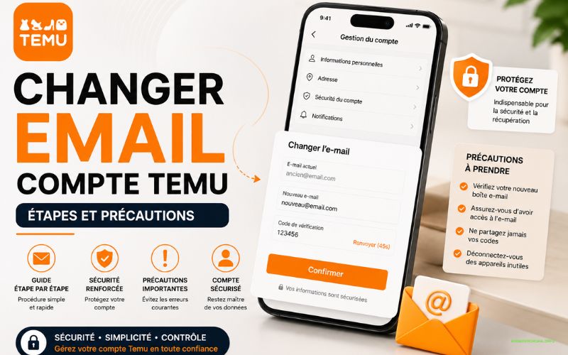 Changer email compte Temu étapes et précautions