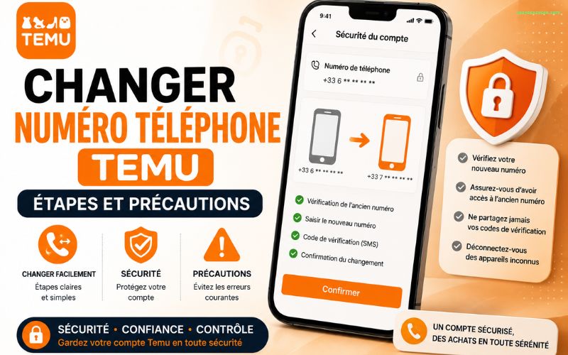 Changer numéro téléphone Temu étapes et précautions