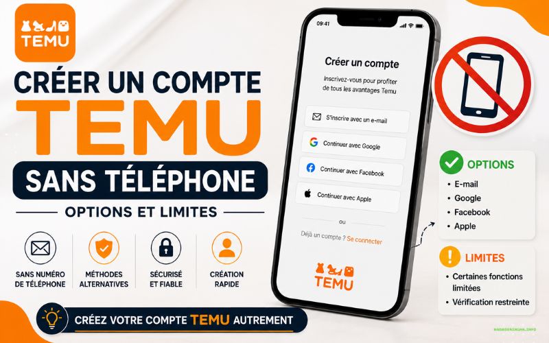 Créer un compte Temu sans téléphone guide complet étape par étape