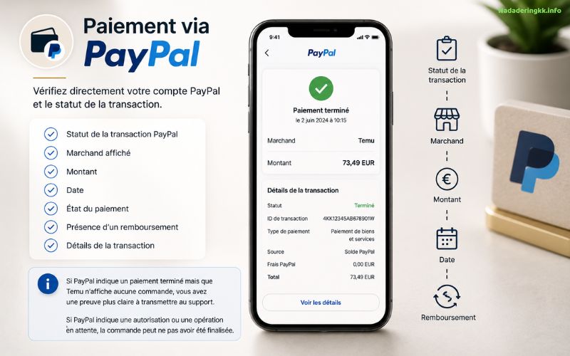 Paiement Temu débité mais commande non enregistrée