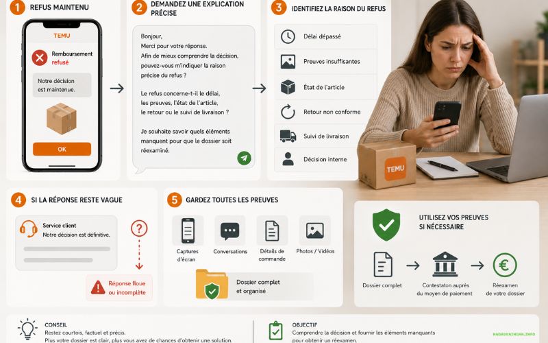 Remboursement Temu refusé comment prouver votre dossier