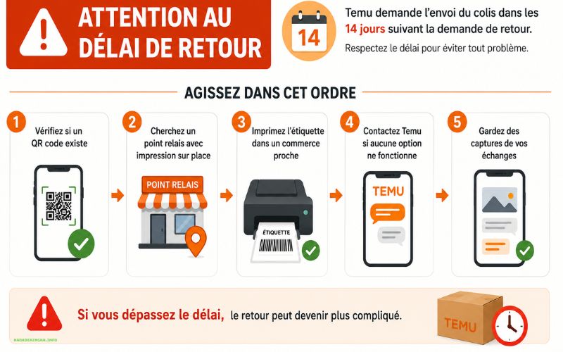 Retour Temu sans imprimante peut-on retourner un colis sans étiquette 2026