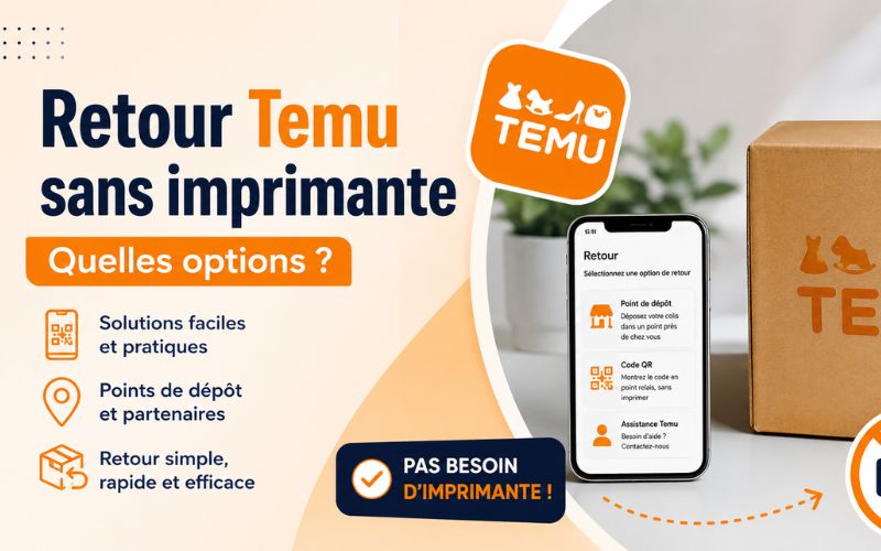 Retour Temu sans imprimante quelles options 2026