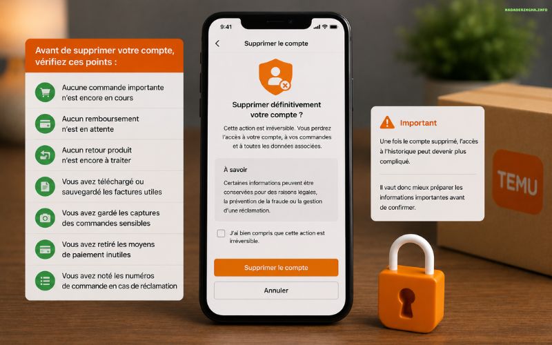 Supprimer données personnelles Temu tutoriel complet 2026