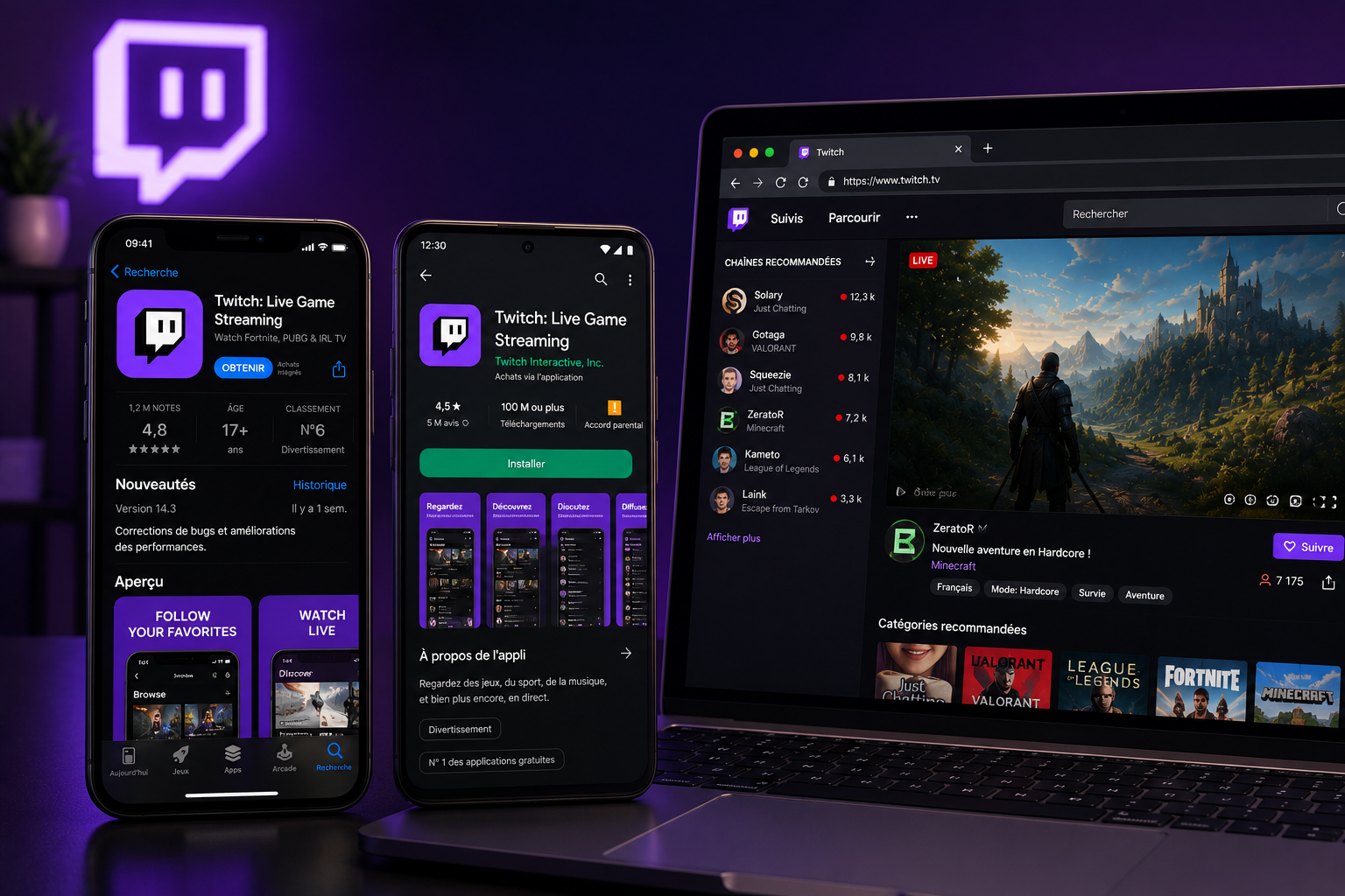 Application Twitch regarder des lives et diffuser depuis son téléphone