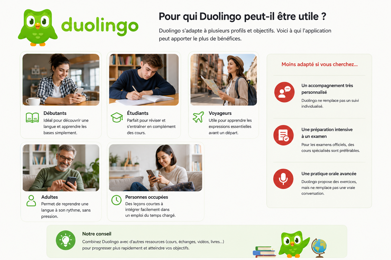 Duolingo anglais, espagnol et langues sur mobile