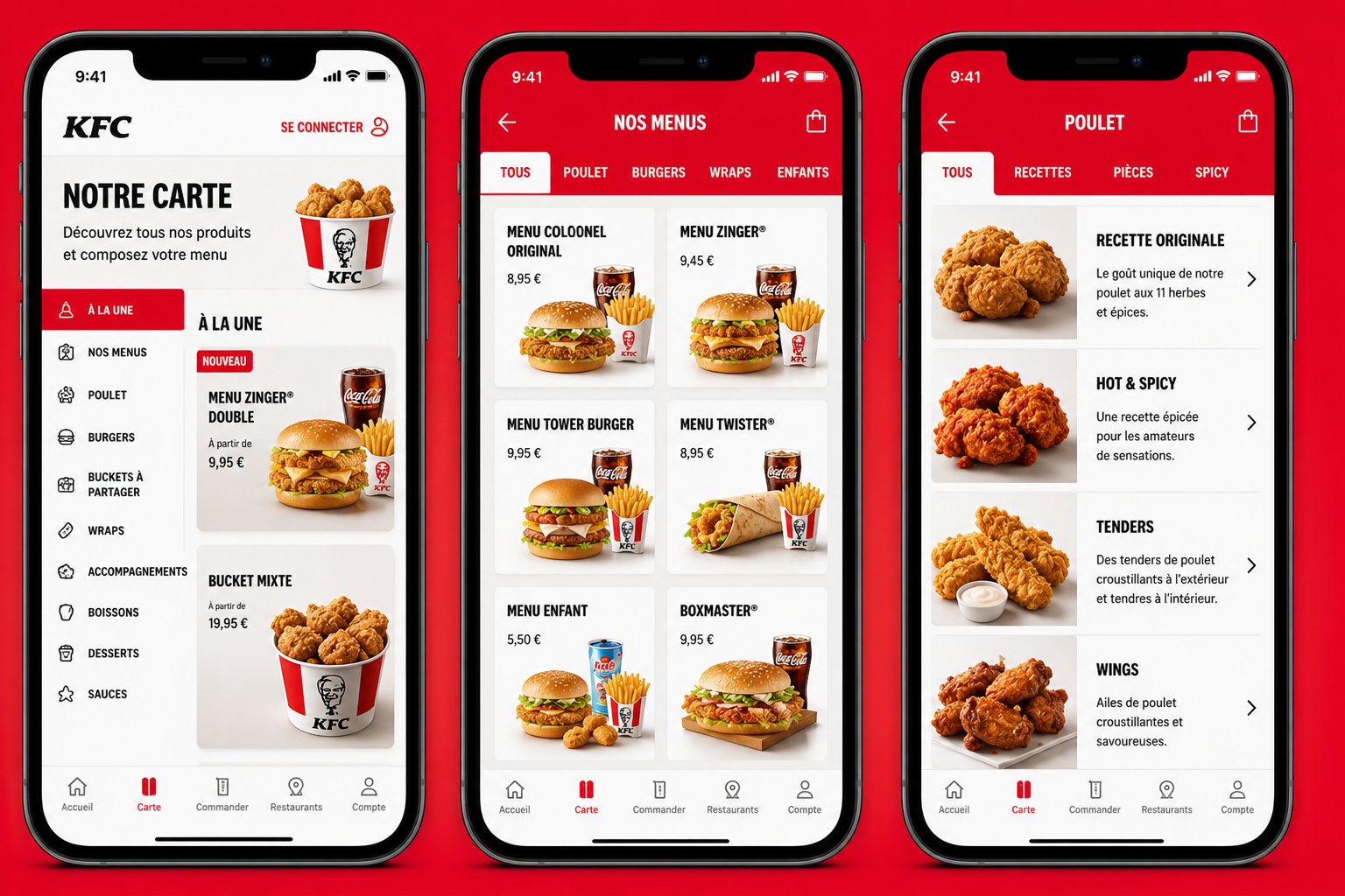 KFC France commander rapidement depuis son téléphone