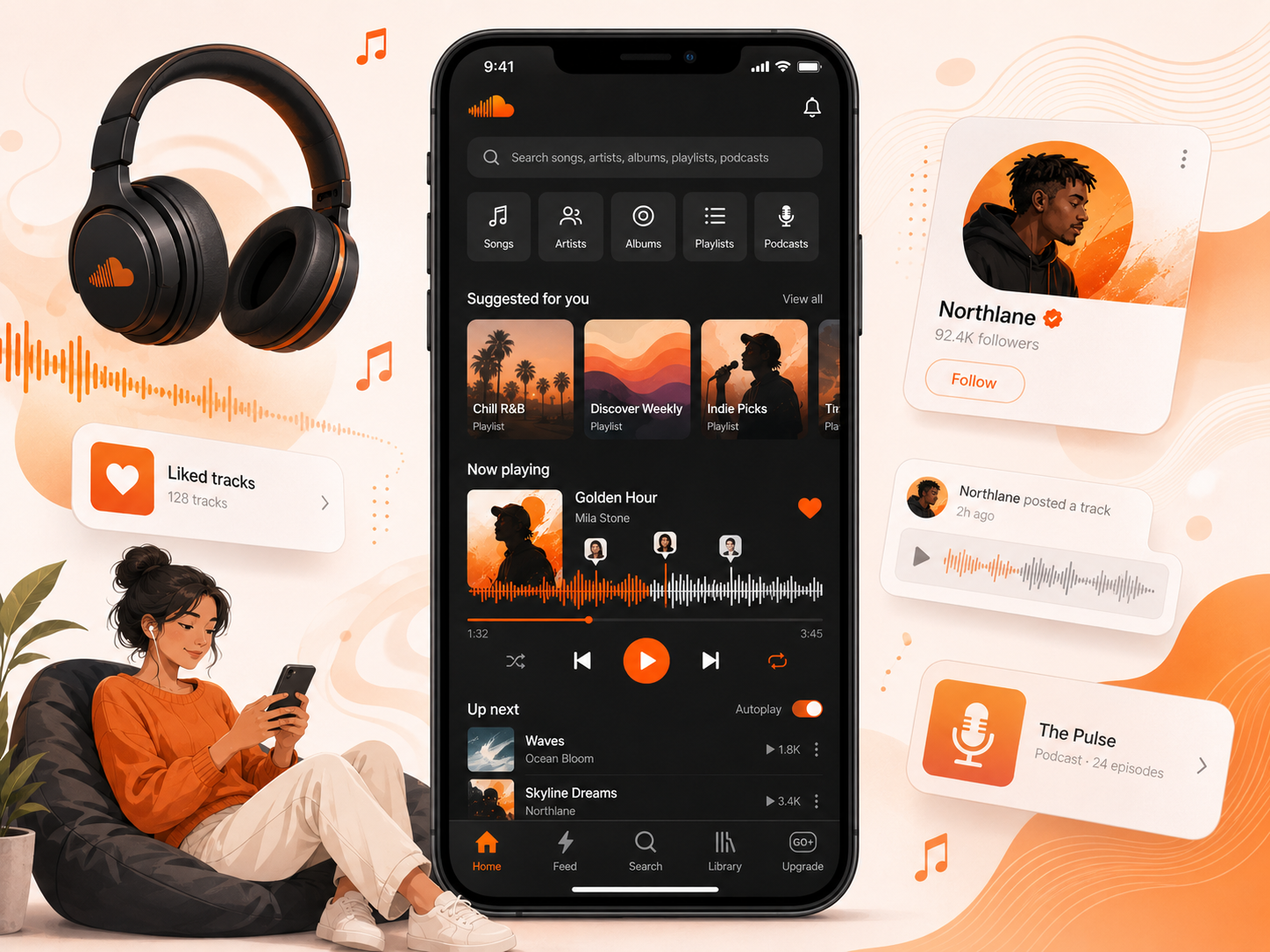 SoundCloud Musik hören, Künstler folgen und Sounds entdecken