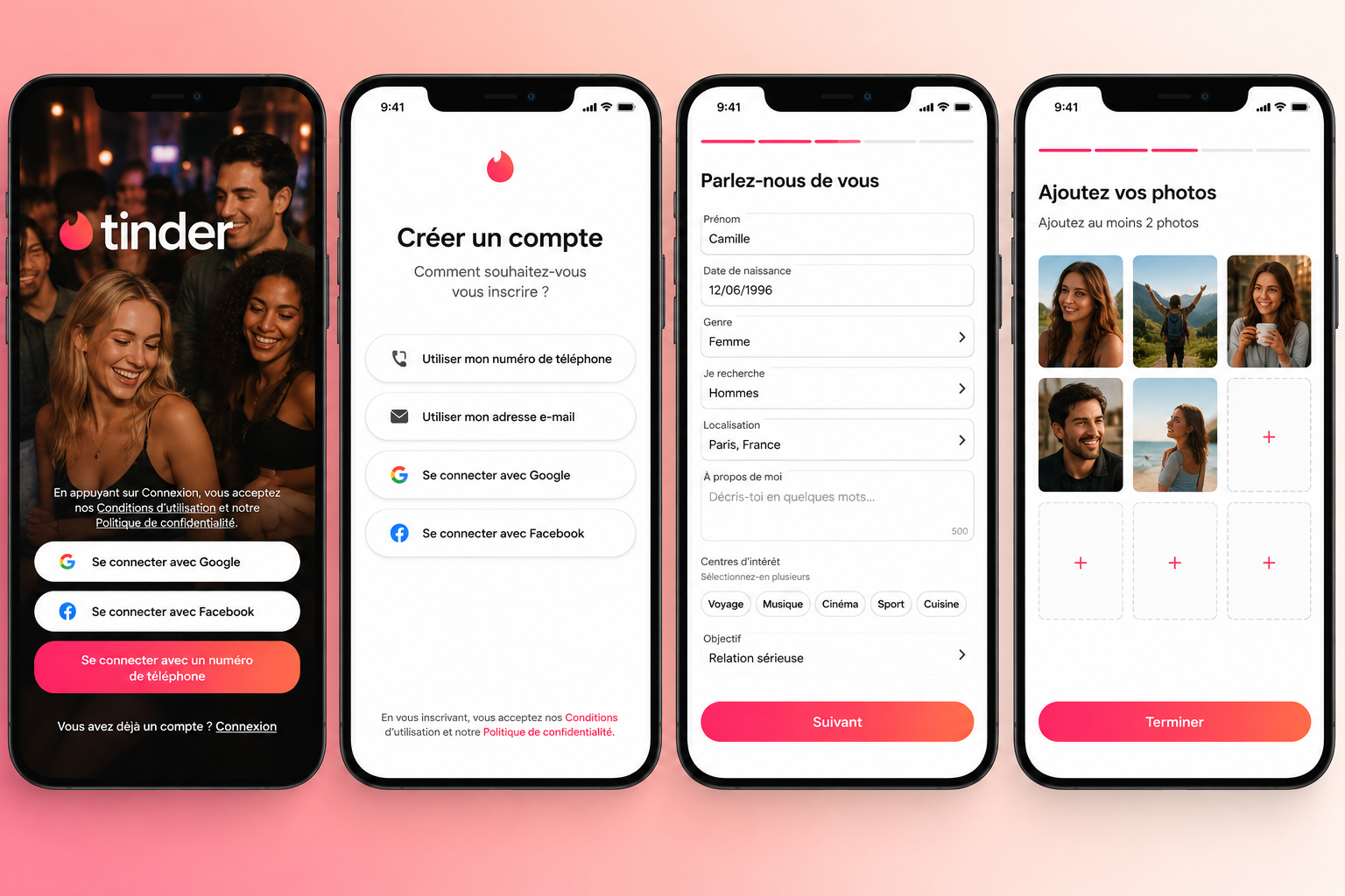 Tinder Swipe, Match et conversations sur mobile