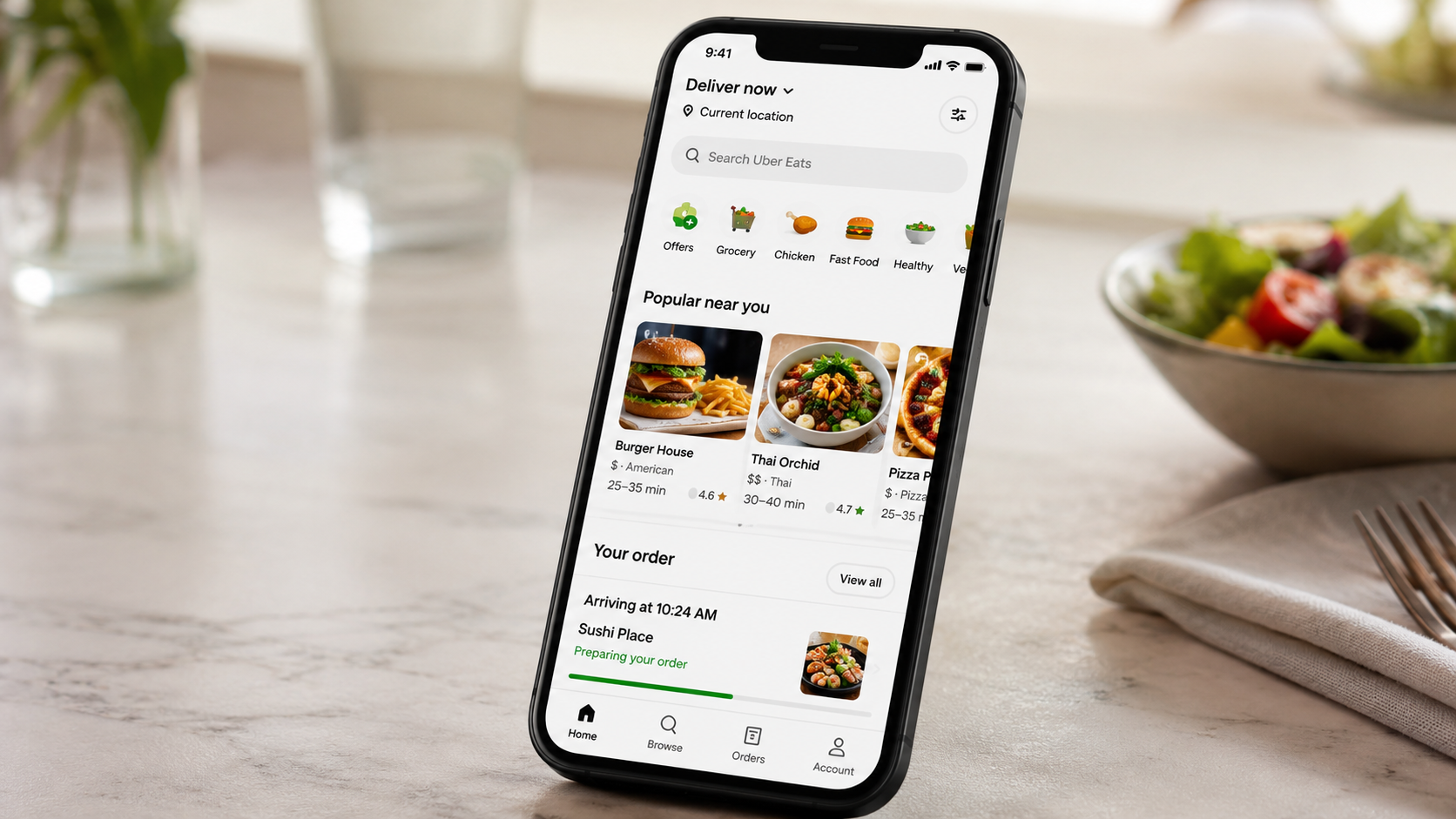 Uber Eats jedzenie z dostawą pod drzwi